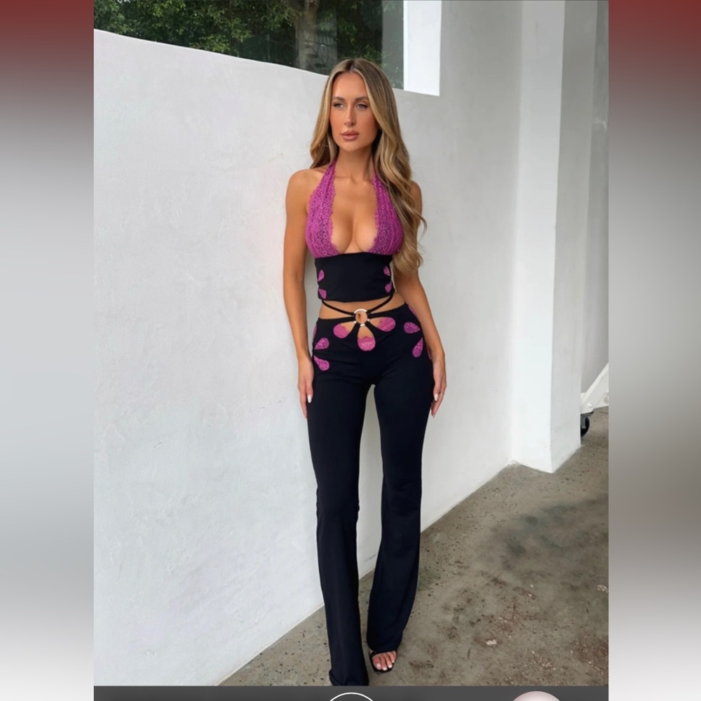 NWT | Outcast Clothing | Parisa Pant Black and Purple Lace